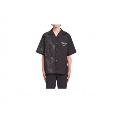 프라다 남성 크루넥 블랙 반팔티 - Mens Black Tshirts 