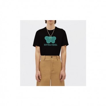 보테가 남성 크루넥 블랙 반팔티 - Mens Black Tshirts 