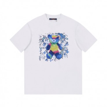 루이비통 남성 크루넥 화이트 반팔티 - Mens White Tshirts 