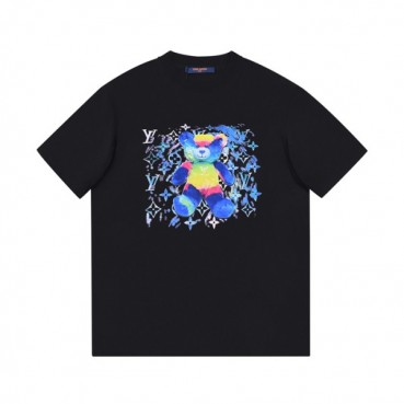 루이비통 남성 크루넥 블랙 반팔티 - Mens Black Tshirts 
