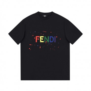 펜디 남성 크루넥 블랙 반팔티 - Mens Black Tshirts 