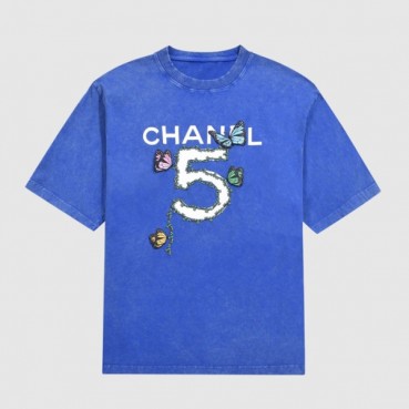 샤넬 여성 크루넥 블루 반팔티 - Womens Blue Tshirts 