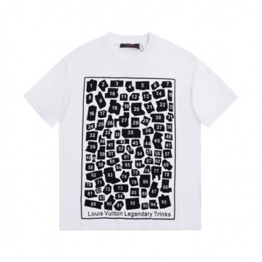루이비통 남성 크루넥 화이트 반팔티 - Mens White Tshirts 