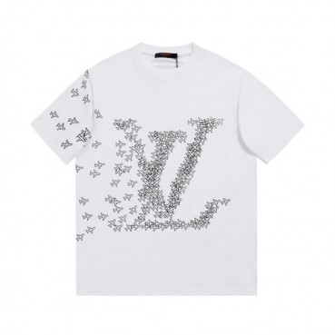 루이비통 남성 크루넥 화이트 반팔티 - Mens White Tshirts 