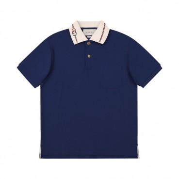 구찌 남/녀 네이비 폴로 반팔티 - Unisex Navy Tshirts 