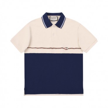 구찌 남/녀 네이비 폴로 반팔티 - Unisex Navy Tshirts 