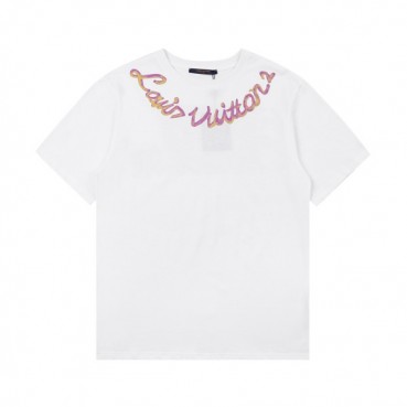 루이비통 남성 크루넥 화이트 반팔티 - Mens White Tshirts 