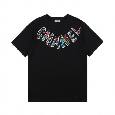 샤넬 여성 크루넥 블랙 반팔티 - Womens Black Tshirts 