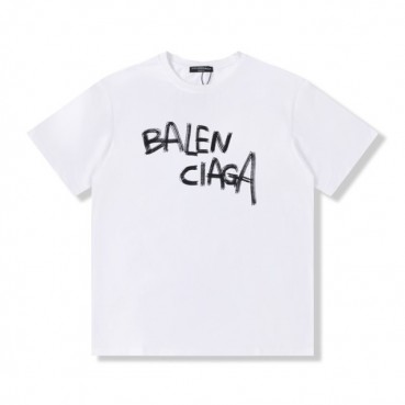발렌시아가 남성 크루넥 화이트 반팔티 - Mens White Tshirts 
