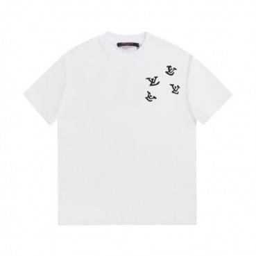 루이비통 남성 크루넥 화이트 반팔티 - Mens White Tshirts 