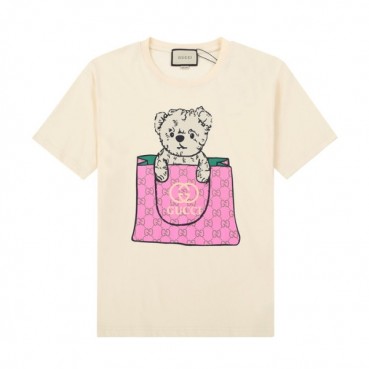 구찌 남/녀 크루넥 아이보리 반팔티 - Unisex Ivory Tshirts 