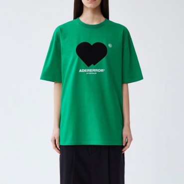 Ader 남/녀 그린 크루넥 반팔티 - Unisex Green Tshirts 