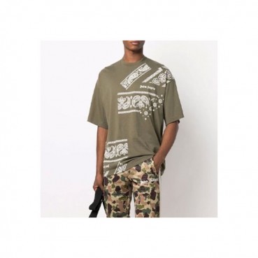 팜 엔젤스 남자 크루넥 그린 반팔티 - Unisex Green Tshirts 