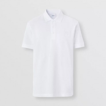 버버리 남성 클래식 화이트 폴로 반팔티 - Mens White Tshirts 