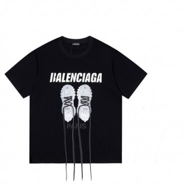 발렌시아가 남성 크루넥 블랙 반팔티 - Mens Black Tshirts 