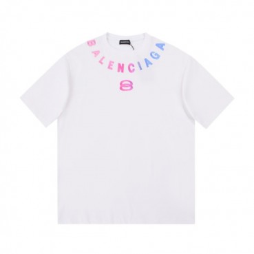 발렌시아가 남/녀 크루넥 화이트 반팔티 - Unisex White Tshirts 