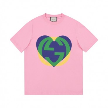 구찌 남/녀 크루넥 핑크 반팔티 - Unisex Pink Tshirts 