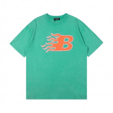 발렌시아가 남성 크루넥 그린 반팔티 - Mens Green Tshirts 