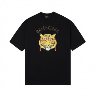 발렌시아가 여성 크루넥 블랙 반팔티 - Womens Black Tshirts 