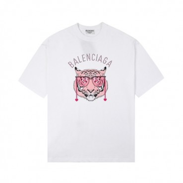 발렌시아가 여성 크루넥 화이트 반팔티 - Womens White Tshirts 