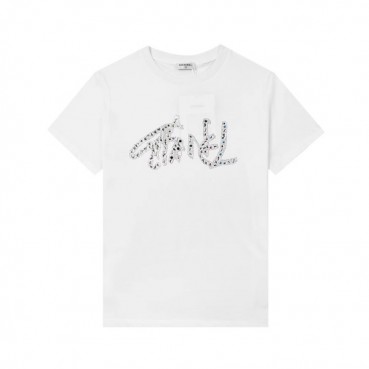 샤넬 여자 크루넥 화이트 반팔티 - Womens White Tshirts 