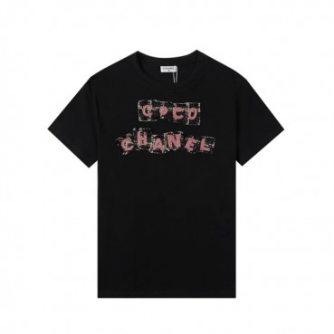 샤넬 남/여 크루넥 블랙 반팔티 - Unisex Black Tshirts 