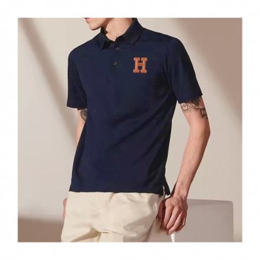 에르메스 남자 네미비 폴로 반팔티 - Mens Navy Tshirts 