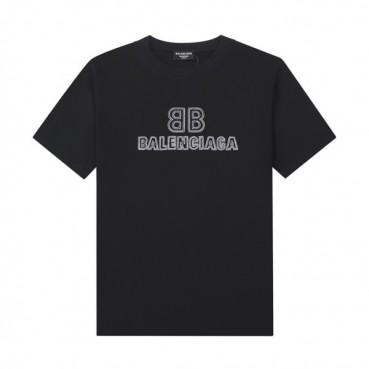발렌시아가 남성 크루넥 블랙 반팔티 - Mens Black Tshirts 
