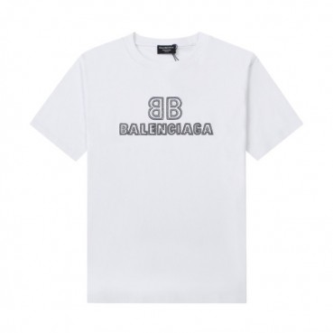 발렌시아가 남성 크루넥 화이트 반팔티 - Mens White Tshirts 