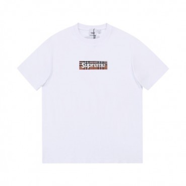 버버리 남성 크루넥 화이트 반팔티 - Mens White Tshirts 