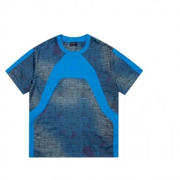 루이비통 남성 크루넥 블루 반팔티 - Mens Bllue Tshirts 