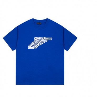 루이비통 남성 크루넥 블루 반팔티 - Mens Bllue Tshirts 