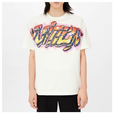 루이비통 남성 크루넥 화이트 반팔티 - Mens White Tshirts 