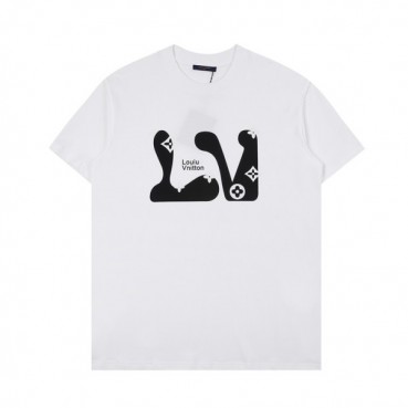 루이비통 남성 크루넥 화이트 반팔티 - Mens White Tshirts 