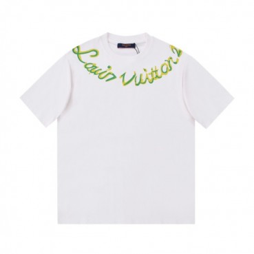 루이비통 남성 크루넥 화이트 반팔티 - Mens White Tshirts 