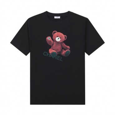 샤넬 남/여 크루넥 블랙 반팔티 - Unisex Black Tshirts 