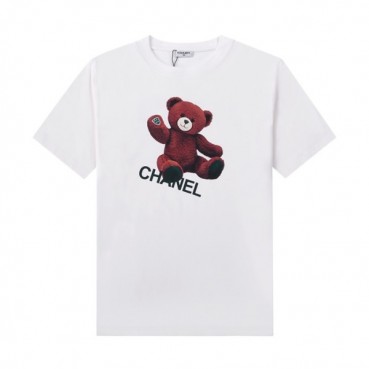 샤넬 남/여 크루넥 화이트 반팔티 - Unisex White Tshirts 
