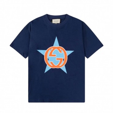구찌 남성 크루넥 네이비 반팔티 - Mens Navy Tshirts 