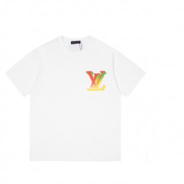 루이비통 남성 크루넥 화이트 반팔티 - Mens White Tshirts 