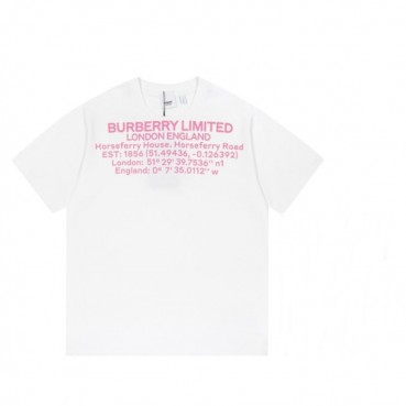 버버리 남성 크루넥 화이트 반팔티 - Mens White Tshirts 