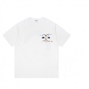 샤넬 남/여 크루넥 화이트 반팔티 - Unisex White Tshirts 