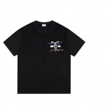 샤넬 남/여 크루넥 블랙 반팔티 - Unisex Black Tshirts 