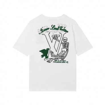 루이비통 남성 크루넥 화이트 반팔티 - Mens White Tshirts 