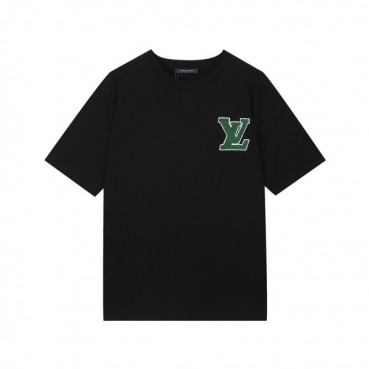 루이비통 남성 크루넥 블랙 반팔티 - Mens Black Tshirts 
