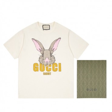 구찌 남성 크루넥 화이트 반팔티 - Mens White Tshirts 