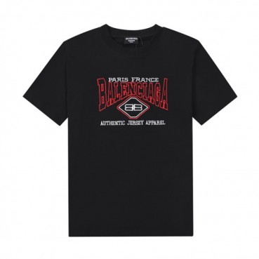 발렌시아가 남성 크루넥 블랙 반팔티 - Mens Black Tshirts 