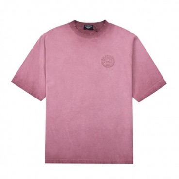 발렌시아가 남성 크루넥 버건디 반팔티 - Mens Burgundy Tshirts 