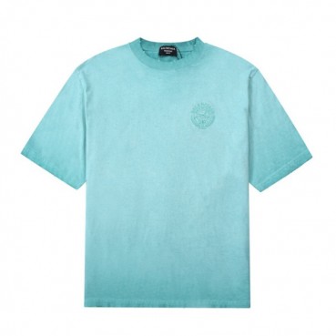 발렌시아가 남성 크루넥 블루 반팔티 - Mens Blue Tshirts 