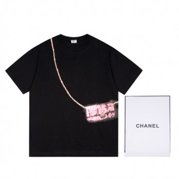 샤넬 남/여 크루넥 블랙 반팔티 - Unisex Black Tshirts 
