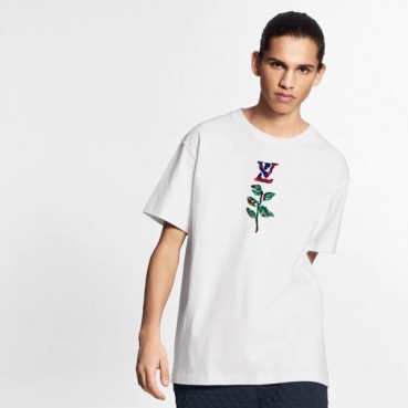 루이비통 남성 크루넥 화이트 반팔티 - Mens White Tshirts 